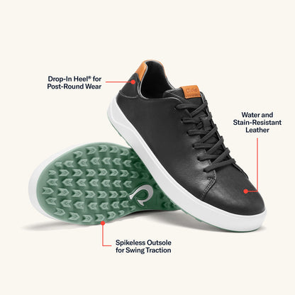 OluKai Customer Favorite | Wai‘alae Men’s Waterproof Leather Golf Shoes - Black