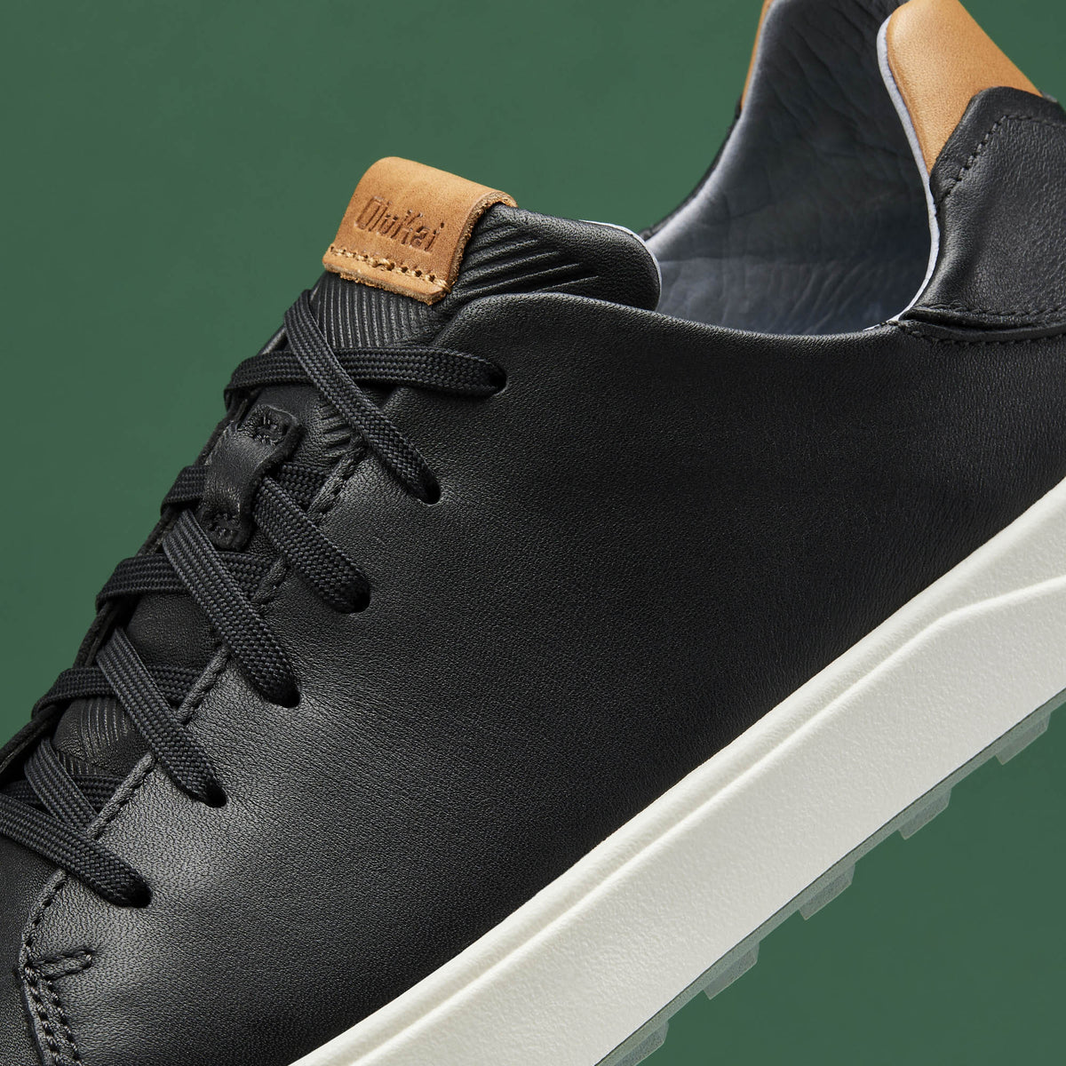 OluKai Customer Favorite | Wai‘alae Men’s Waterproof Leather Golf Shoes - Black