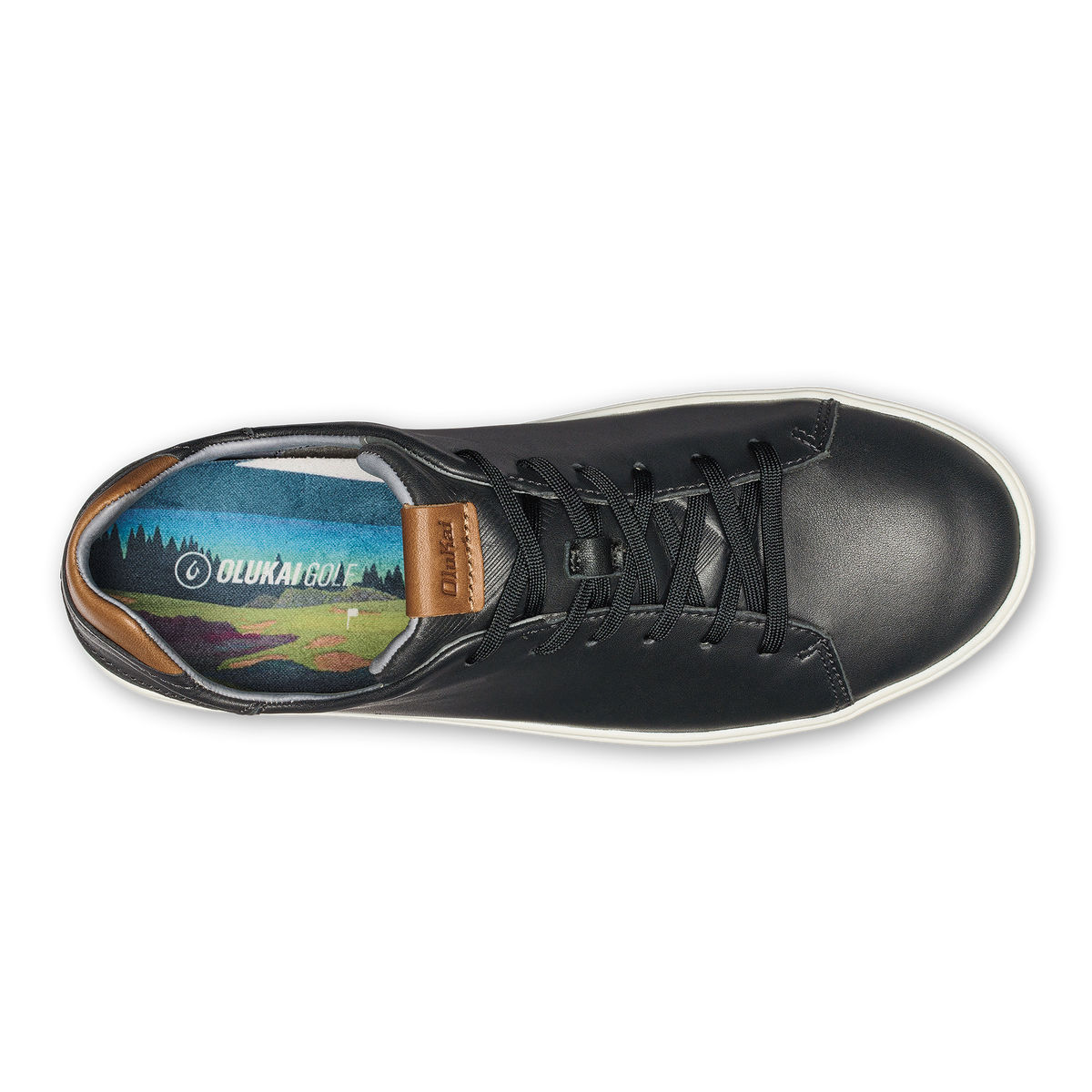 OluKai Customer Favorite | Wai‘alae Men’s Waterproof Leather Golf Shoes - Black