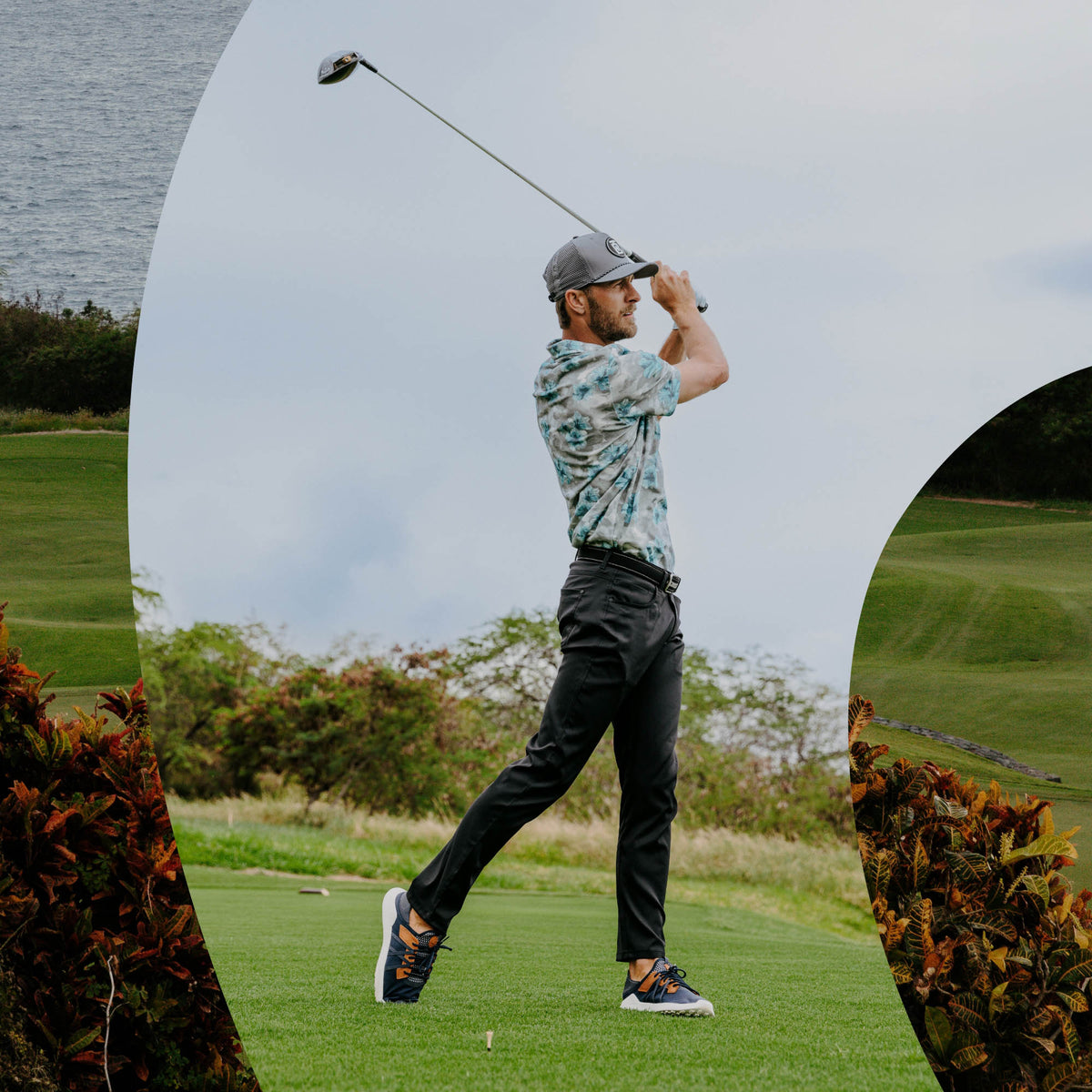 OluKai Customer Favorite | Manele Men’s Breathable Golf Shoes - Trench Blue