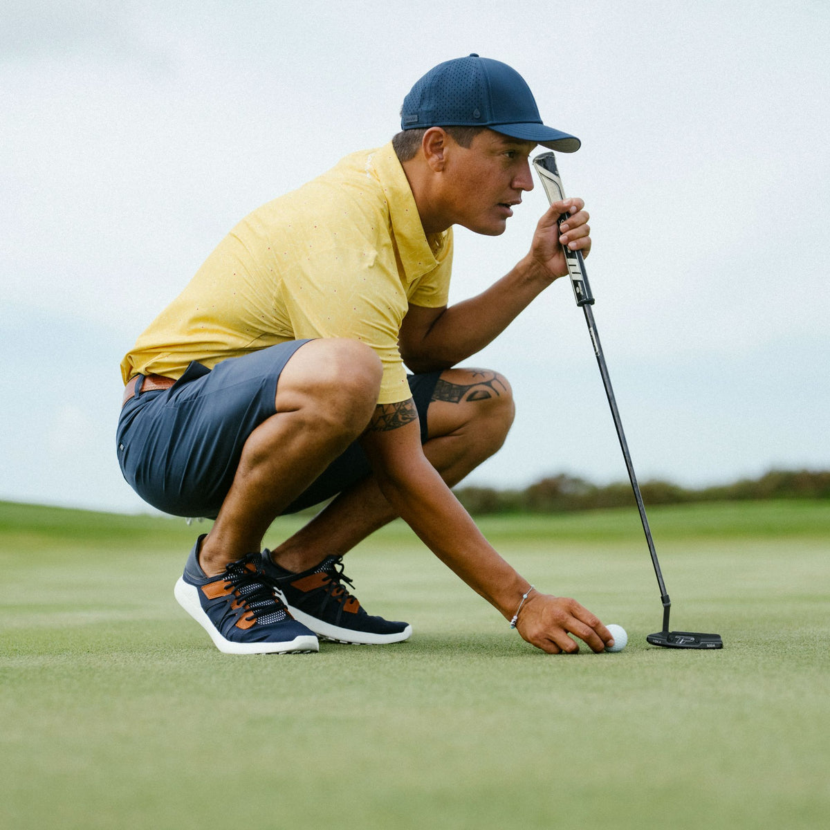 OluKai Customer Favorite | Manele Men’s Breathable Golf Shoes - Trench Blue