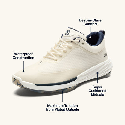 OluKai Sale | Mākena Men’s Waterproof Golf Shoes - White Sand