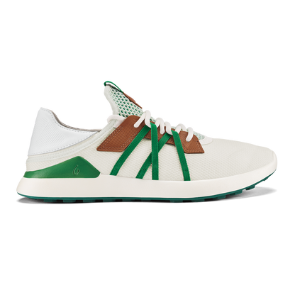 OluKai Premium | Manele Men’s Breathable Golf Shoes - White / Bamboo
