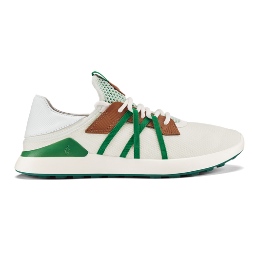 OluKai Premium | Manele Men’s Breathable Golf Shoes - White / Bamboo