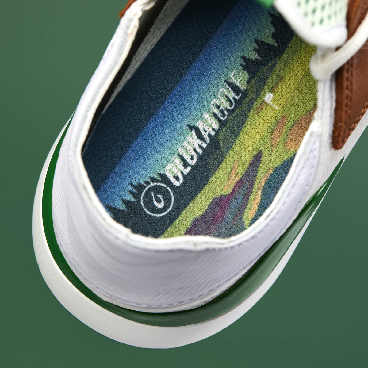 OluKai Premium | Manele Men’s Breathable Golf Shoes - White / Bamboo