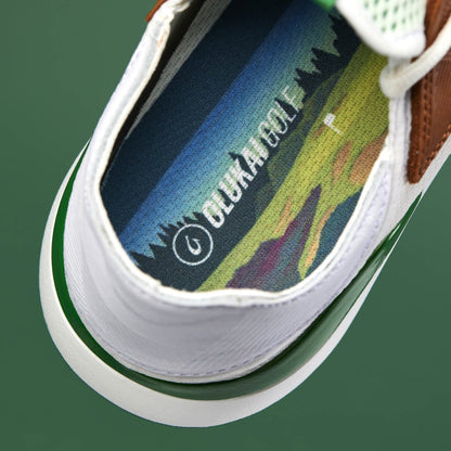 OluKai Premium | Manele Men’s Breathable Golf Shoes - White / Bamboo