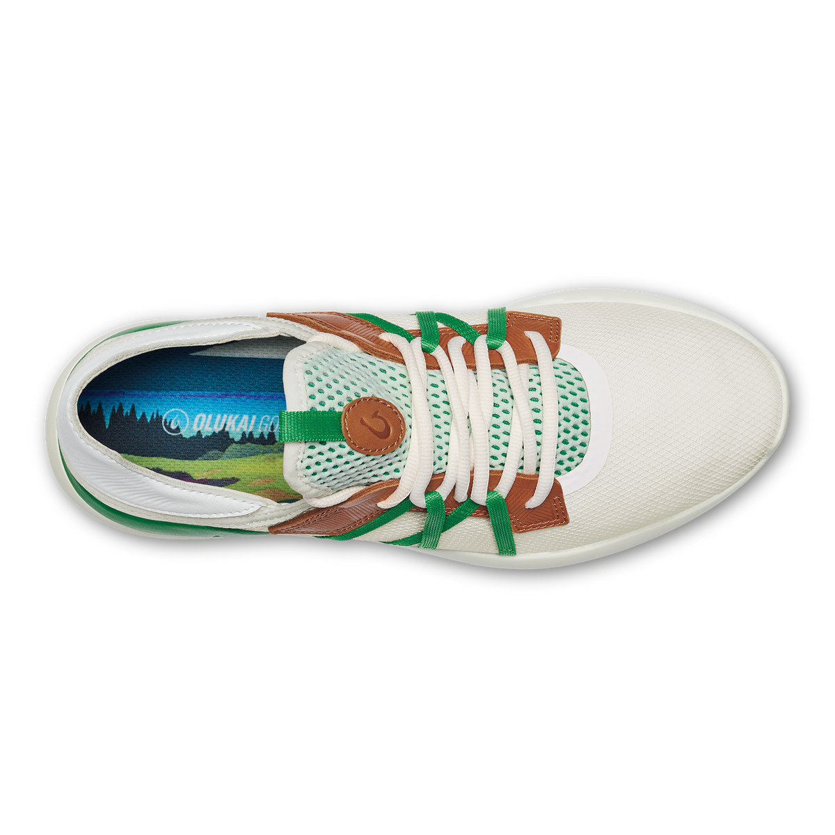 OluKai Premium | Manele Men’s Breathable Golf Shoes - White / Bamboo