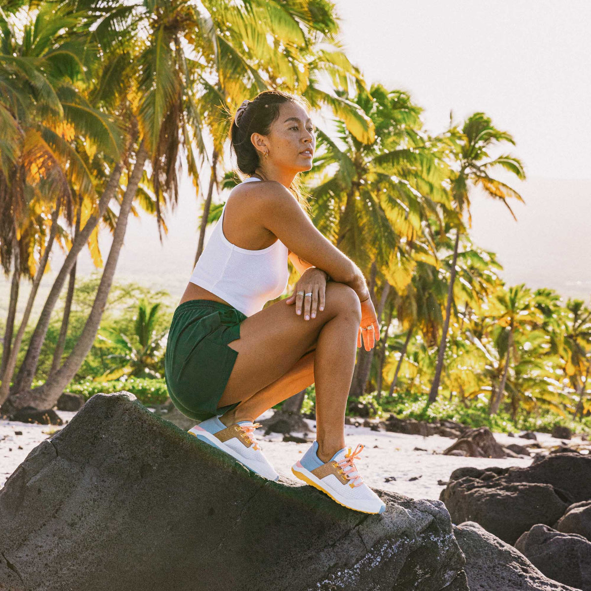 OluKai Trending | Wailuku Women’s Athletic Shoes - Bright White / Sea Ice