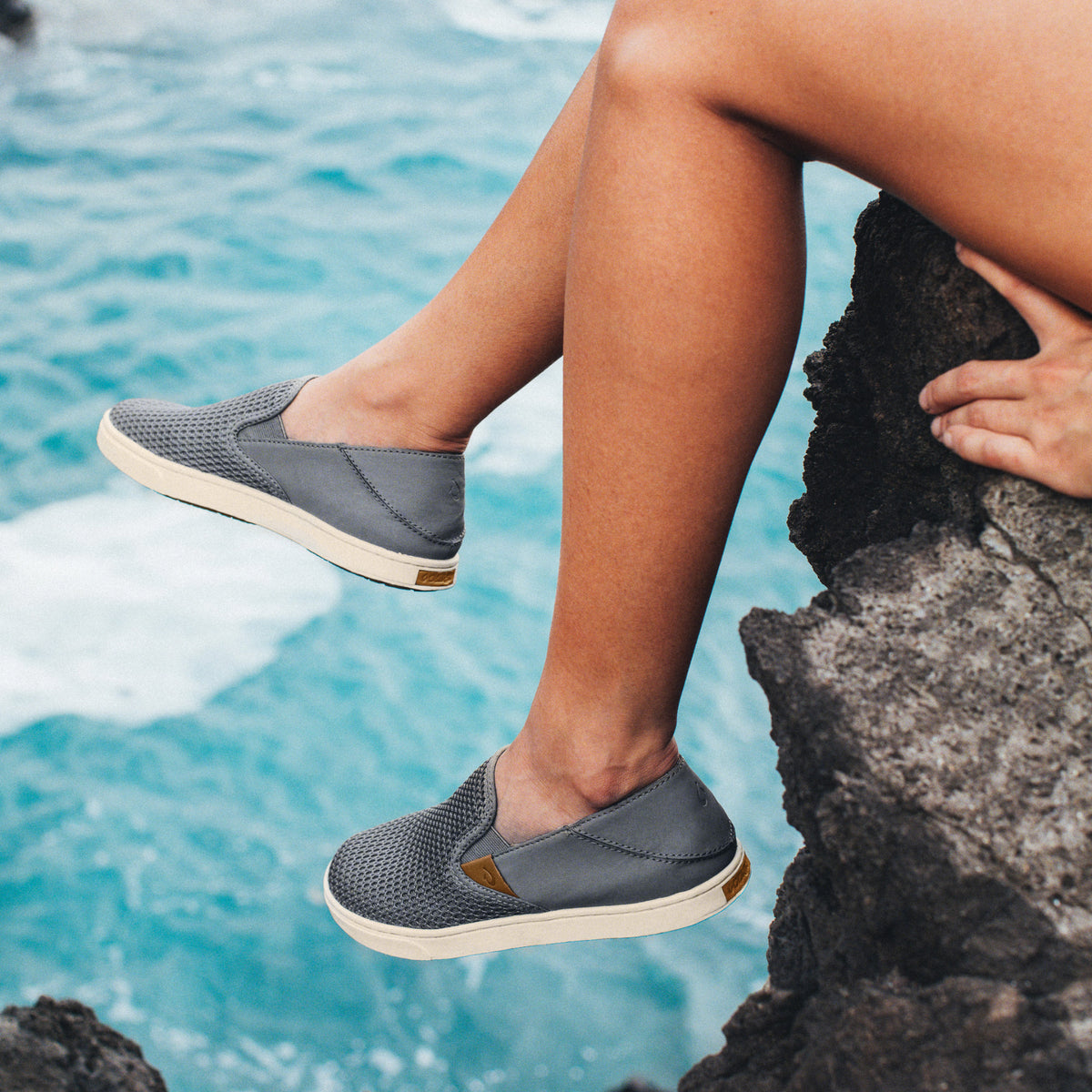 OluKai Smart Buy | Pehuea Women's Breathable Slip-On Sneakers - Pavement