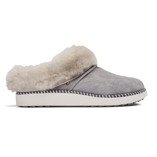 OluKai Classic | Ku‘i Women’s Fuzzy Slip-On Slippers - Fog