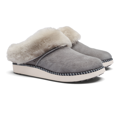 OluKai Classic | Ku‘i Women’s Fuzzy Slip-On Slippers - Fog