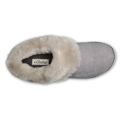 OluKai Classic | Ku‘i Women’s Fuzzy Slip-On Slippers - Fog
