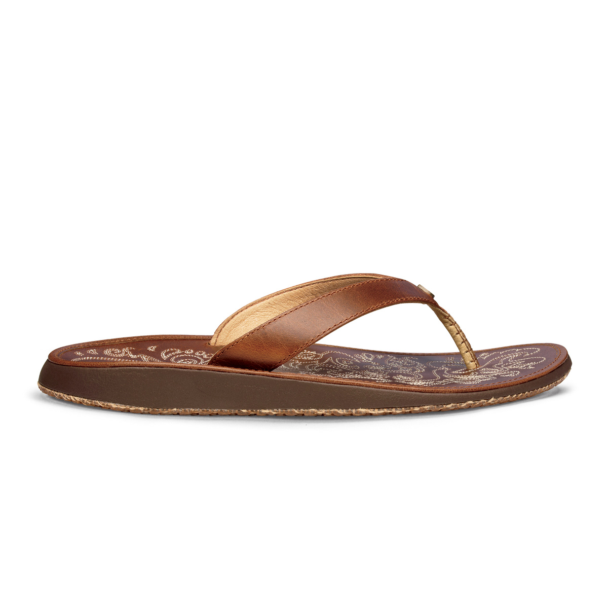 OluKai Great Value | Paniolo Women’s Leather Beach Flip Flops - Natural