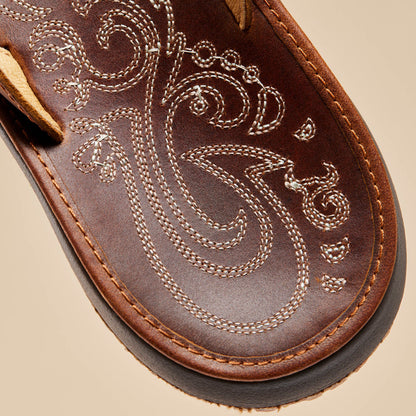 OluKai Great Value | Paniolo Women’s Leather Beach Flip Flops - Natural