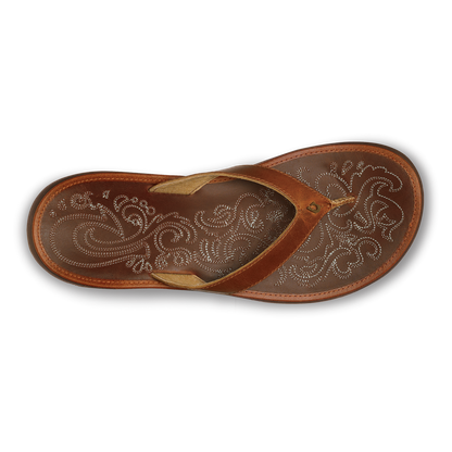 OluKai Great Value | Paniolo Women’s Leather Beach Flip Flops - Natural