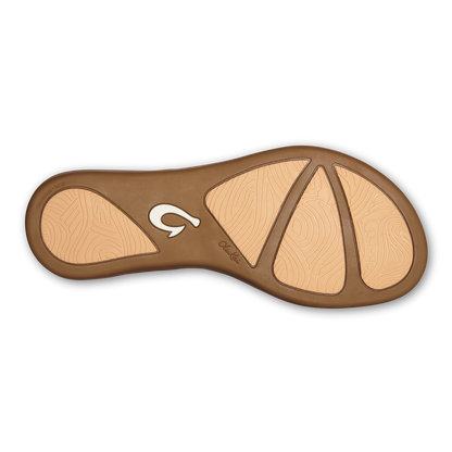 OluKai Smart Buy | Honu Women’s Leather Sandals - Bright White / Golden Sand