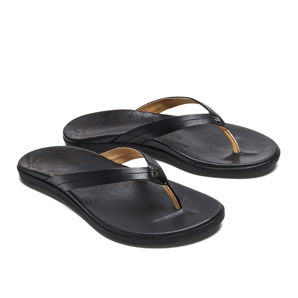 OluKai Hot Sale | Honu Women’s Leather Beach Sandals - Black