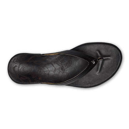 OluKai Hot Sale | Honu Women’s Leather Beach Sandals - Black