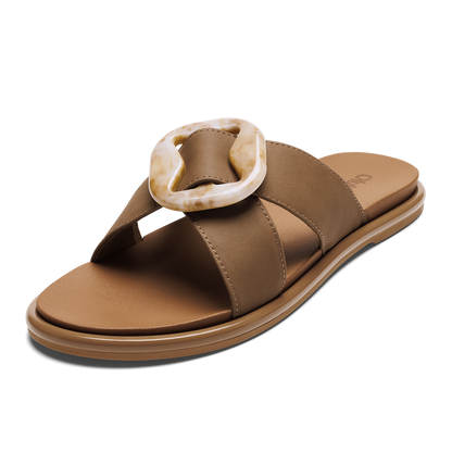 OluKai Top Pick | La‘i Slide Women’s Slide Beach Sandals - Tan