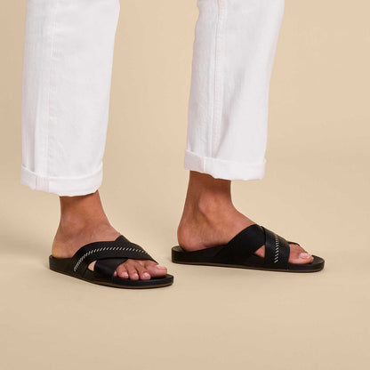 OluKai Customer Favorite | Kipe‘a ‘Olu Women‘s Slide Sandals - Black