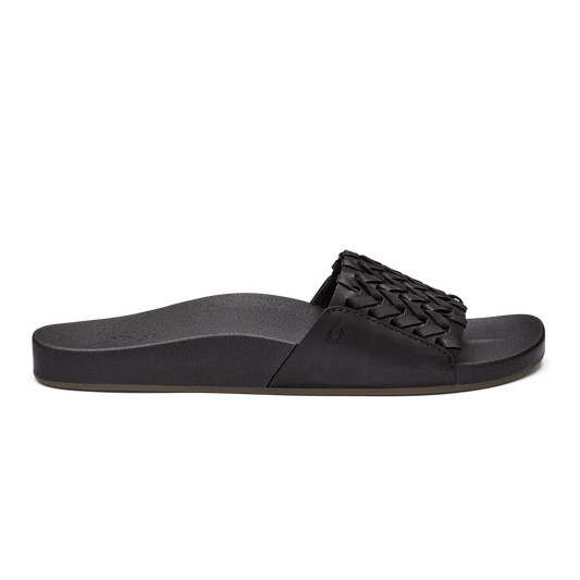 OluKai Best Price | Kāmola Women’s Leather Slide Sandals - Black