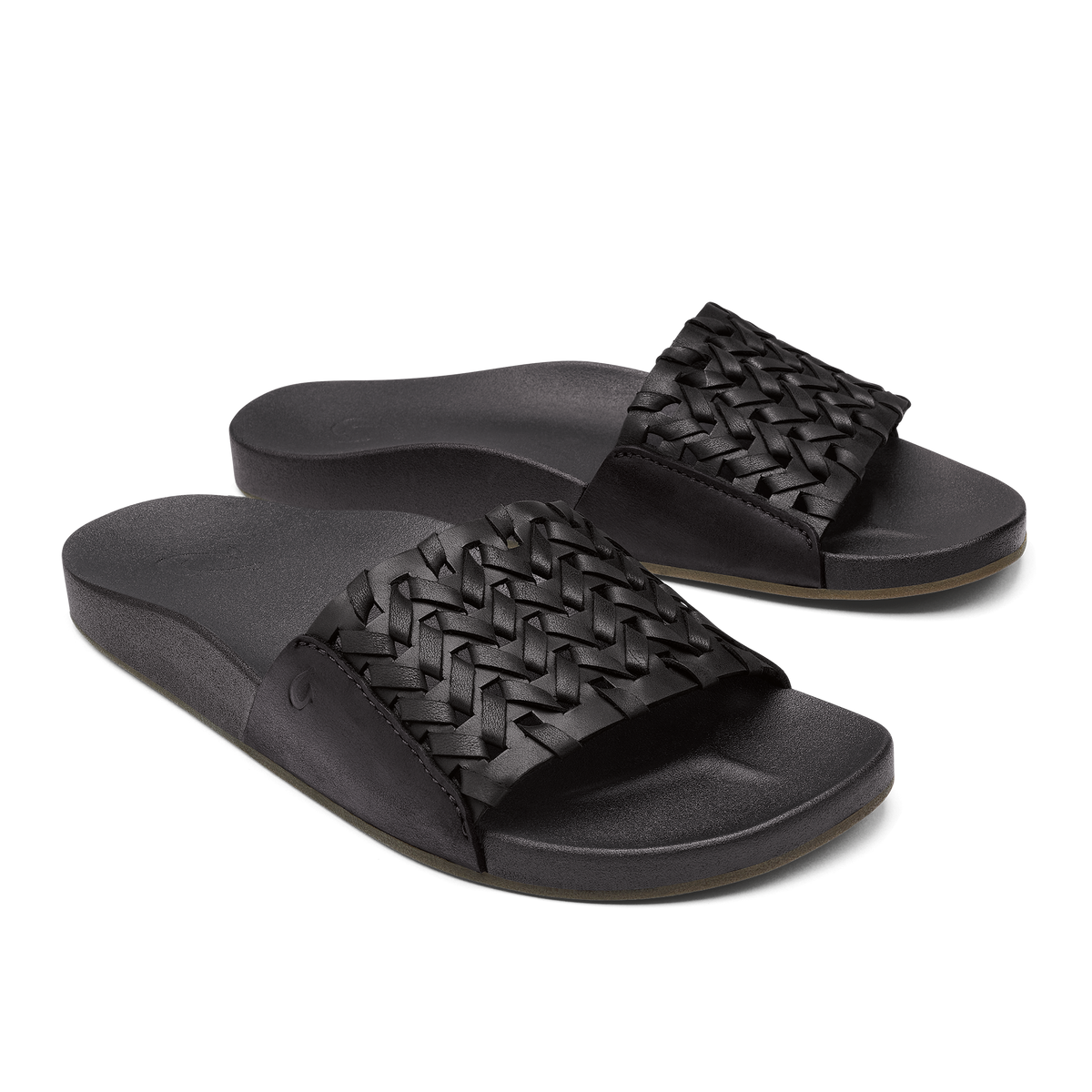 OluKai Best Price | Kāmola Women’s Leather Slide Sandals - Black