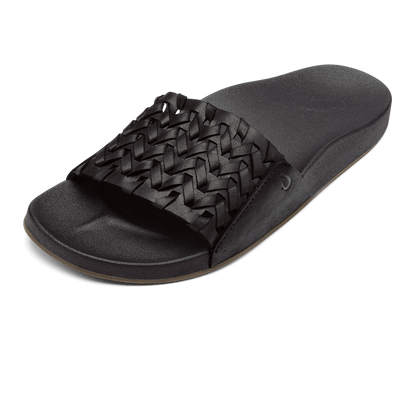 OluKai Best Price | Kāmola Women’s Leather Slide Sandals - Black