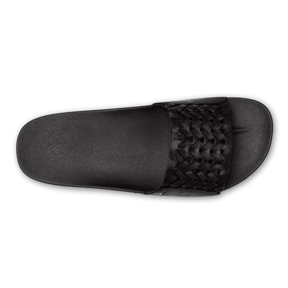 OluKai Best Price | Kāmola Women’s Leather Slide Sandals - Black