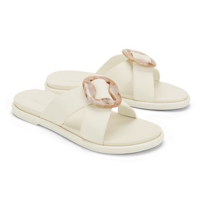 OluKai Special Offer | La‘i Slide Women’s Slide Beach Sandals - White Sand