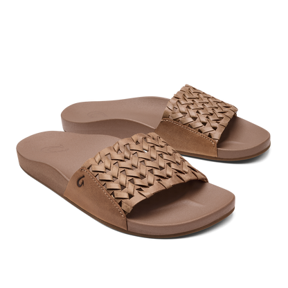 OluKai Smart Buy | Kāmola Women’s Leather Slide Sandals - Tan