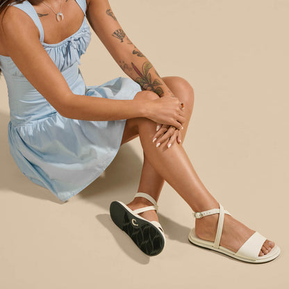 OluKai Premium | Tiare Wrap Women’s Leather Sandals - White Sand